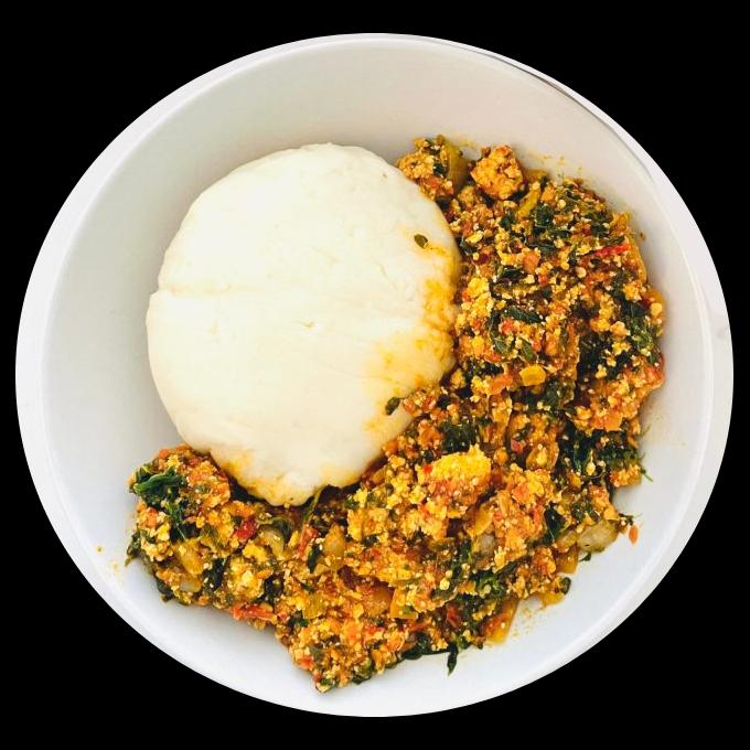 Pounded Yam and Egusi Soup Layout